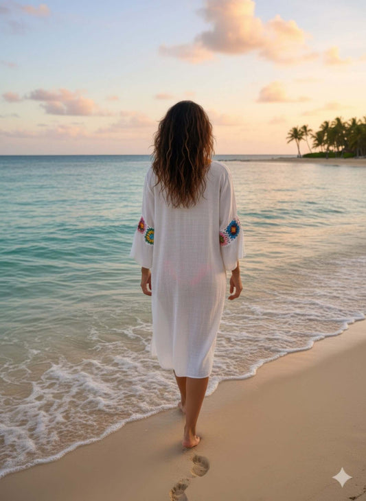 Linen Crochet Maxi Dress