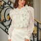 Ruffle Micro Crystal Long Sleeve Blouse