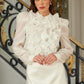 Ruffle Micro Crystal Long Sleeve Blouse