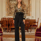 Flower Vein Sequin Print Jumpsuit