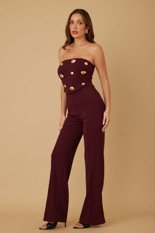 Multi Flat Mirror Stone Jumpsuit