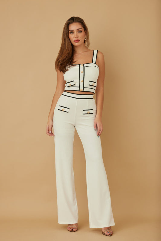 women contrast two piece outfit fashion