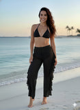 Black Sheer Ruffle Beach Pants