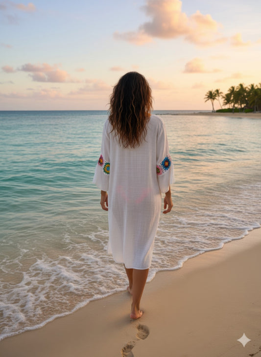 Linen Crochet Maxi Dress