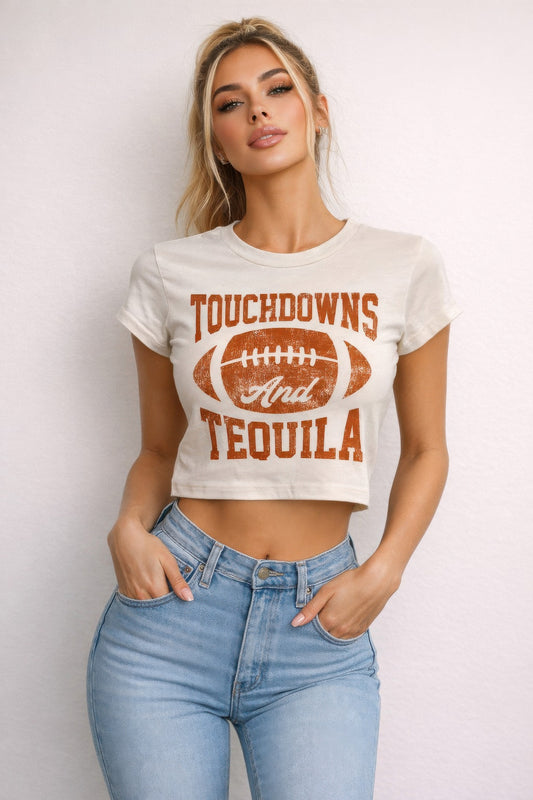 Touchdowns & Tequila Graphic Crop Tee