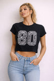Snake Print "80" Varsity Crop Tee