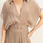 Collared Wrap Top & Wide-leg Pants Set