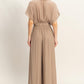 Collared Wrap Top & Wide-leg Pants Set