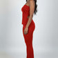 Ribbed Slit Tube Top & High-waist Flare Pants Set