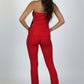 Ribbed Slit Tube Top & High-waist Flare Pants Set