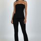 Ribbed Slit Tube Top & High-waist Flare Pants Set