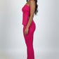 Ribbed Slit Tube Top & High-waist Flare Pants Set