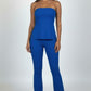 Ribbed Slit Tube Top & High-waist Flare Pants Set