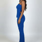 Ribbed Slit Tube Top & High-waist Flare Pants Set