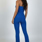 Ribbed Slit Tube Top & High-waist Flare Pants Set